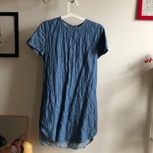 F21 chambray mini dress with curved hem